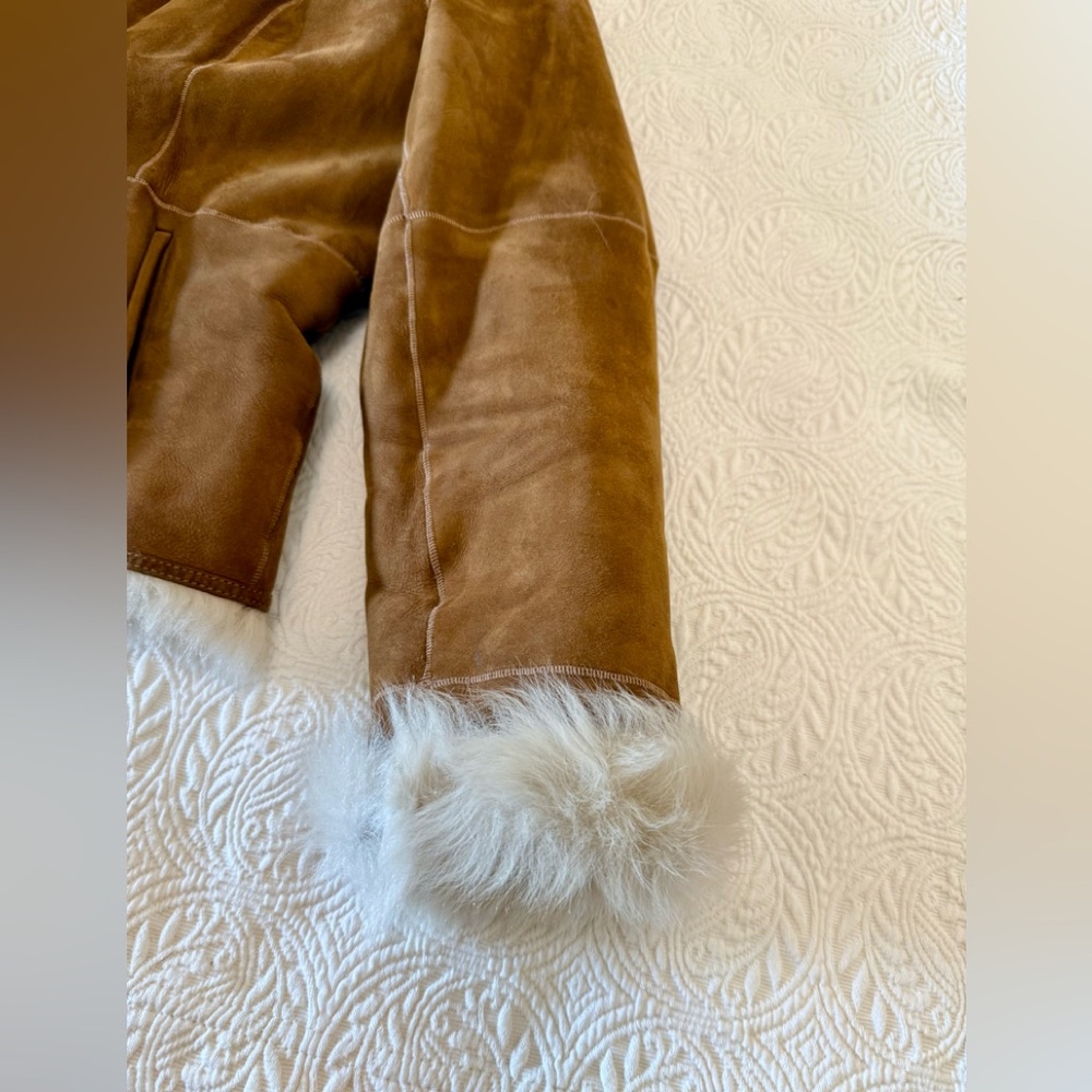 COLE HAAN Lambskin Suede Jacket with fur lining. Penny Lane Jacket - Picture 6 of 16